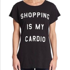 Wildfox “Shopping is my Cardio” black T sz XS